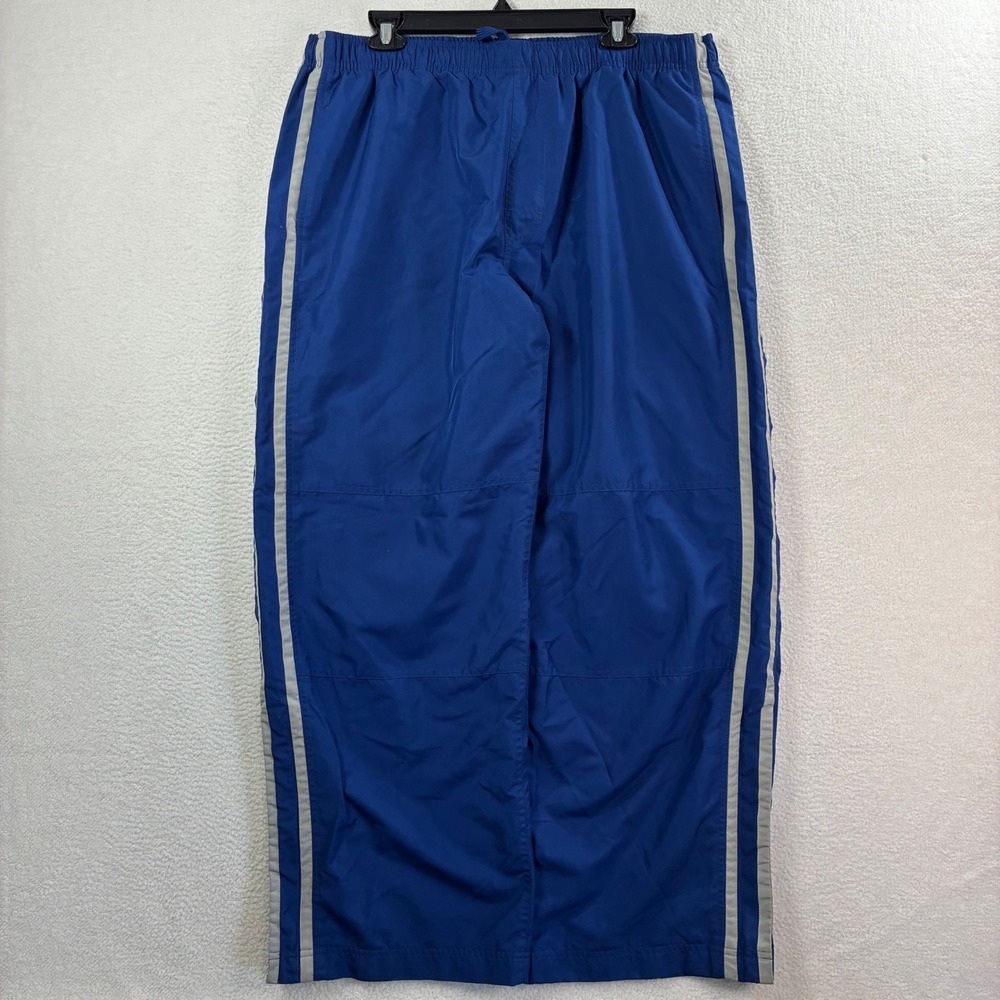 Y2K Old Navy Track Pants Mens Large Blue Gray Lined Ankle Zip Baggy Sweatpants